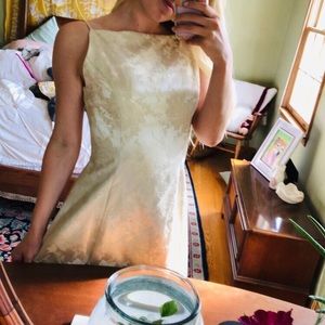 Ivory and gold long formal dress